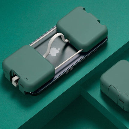 Mini Power Bank with Built In Phone Stand, Portable Charger for Lightning and Type C Phones
