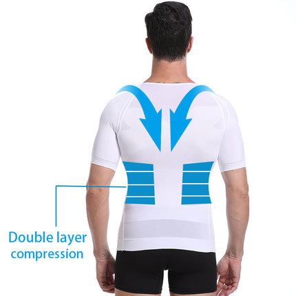 Compression Undershirt for Men, Seamless Slimming Base Layer in Breathable Stretch Fabric, Sizes M to 2XL