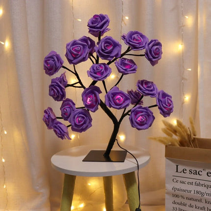 Rose Lamp, USB Powered Flower Night Light with Warm Decorative Glow for Bedside Tables, Shelves and Gifts