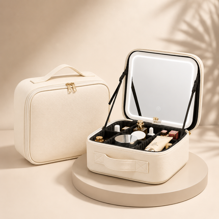 LED Makeup Case Travel Cosmetic Organizer with Adjustable Storage | Stylish Beauty Storage for Easy Touch-Ups