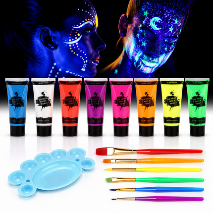 Glow in the Dark UV Body Paint Set for Parties | Neon Colors with Easy Application for Vibrant Designs