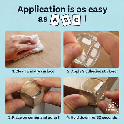 Clear PVC Corner Protectors for Child Safety with Strong Adhesive | Rounded Design to Soften Sharp Edges