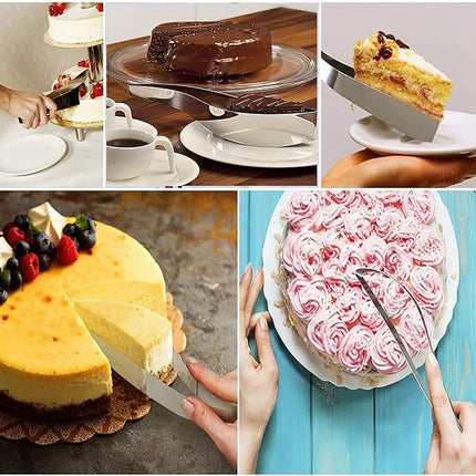 Cake Slicer and Server with Non-Stick Blade, One-Handed Cut and Serve Dessert Tool for Even Portions Without Crumbling