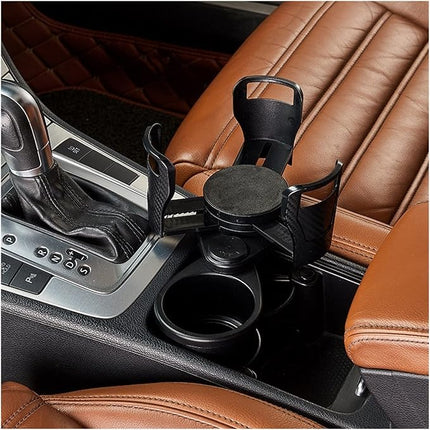 Car Cup Holder Expander with Adjustable Diameter, Double Layer Drink Holder for Bottles, Cans, Mugs and Snack Trays