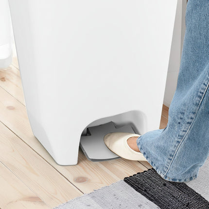 13 Gallon White Kitchen Trash Can with Step Pedal & Odor Protection | Hands-Free Disposal for Cleanliness
