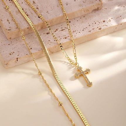 Layered Cross Necklace in 14K Gold with Adjustable Fit | Elegant Everyday Jewelry for Faith and Style