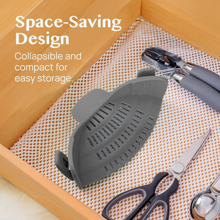 Kitchen Strainer Clip-on Pasta Colander with Fine Drain Pattern | Quick Draining for Easy Food Preparation