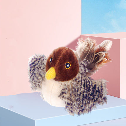 Interactive Cat Toy, Motion Activated Chirping Bird with Soft Plush Body and Feather Tail, Self Play Hunting Toy for Indoor Cats