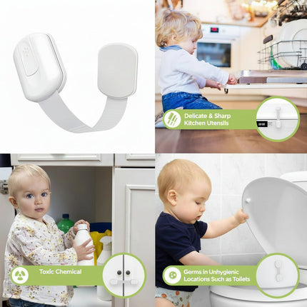 Child Safety Cabinet Locks with Flexible Strap Design | Adhesive Baby Proofing for Quick Installation