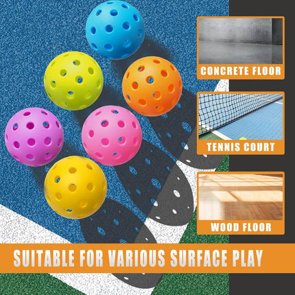 Outdoor Pickleball Balls Set with 40-Hole Design | Durable High Visibility 6 Pack for Consistent Play