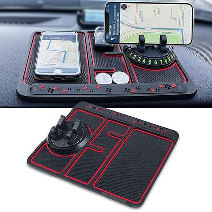 Anti-Slip Mat Phone Holder with Adjustable Viewing Angle and Non-Slip Base, Red or White, for Hands-Free Phone Use