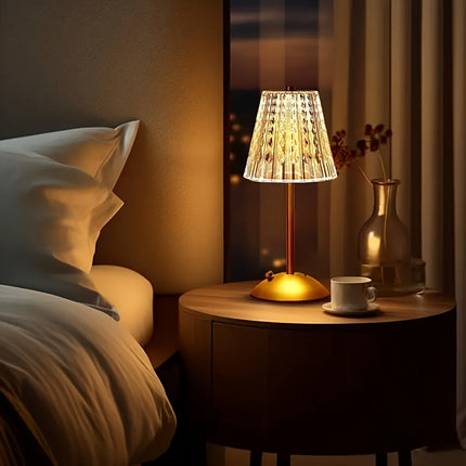 Crystal Touch Table Lamp with Adjustable Brightness | USB Rechargeable & Dimmable for Elegant Ambient Lighting