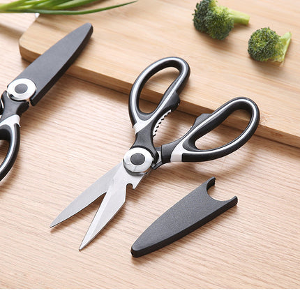 Kitchen Scissors with Serrated Stainless Steel Blades, Heavy Duty Poultry Shears for Meat, Bones and Seafood, with Nutcracker and Bottle Opener