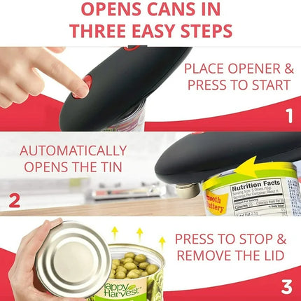 Electric Can Opener with Ergonomic Handle, Automatic Smooth Edge Opener for Large and Small Cans, Steady Operation
