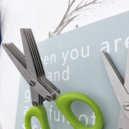 Herb Scissors with Cleaning Comb, Multi Blade Stainless Steel Kitchen Shears for Parsley and Chives