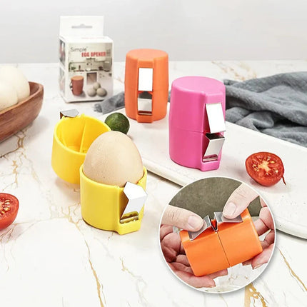 Egg Shell Opener and Cracker Tool in 3 Color Options, One Motion Egg Topper for Boiled Eggs