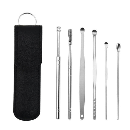Stainless Steel Ear Cleaning Tool Set, Reusable Polished Ear Picks, Portable Ear Care Kit, 5 Color Options