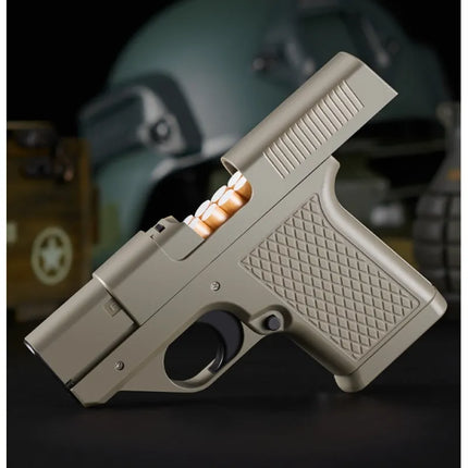 Gun Shaped Novelty Lighter with Trigger Ignition and Laser Effect, One Handed Lighter for Candles