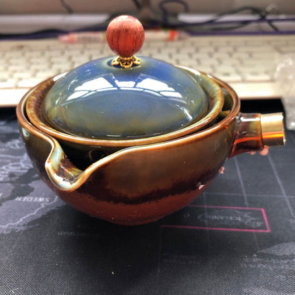 Ceramic Gongfu Teapot with Precision Pour Spout, 10 Finishes Chinese Tea Ceremony Pot for Loose Leaf Tea at Home