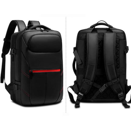 Expandable Travel Backpack with 4.3 Inch Expansion and USB Charging Port, Padded Laptop Bag for Work and Trips