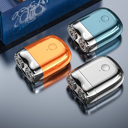 Mini Electric Shaver with Precision Blades, USB Powered Travel Razor in Orange, Blue or Silver for Quick Everyday Grooming