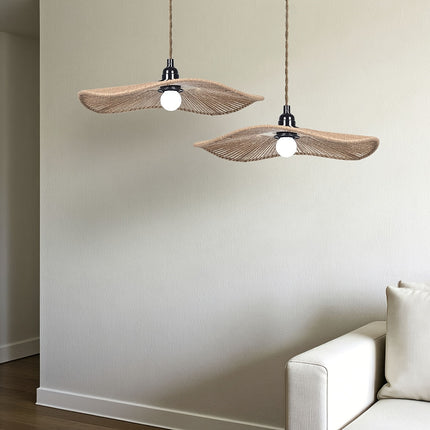Handwoven Paper Rope Ceiling Light Shade with Wave-Inspired Design | Eco-Friendly Pendant for Modern Boho Interiors