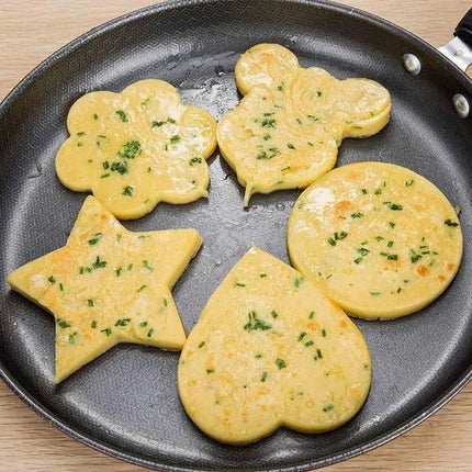 Egg and Pancake Mold Set of 10 Non-Stick Shapes for Fried Eggs and Pancakes at Family Breakfast
