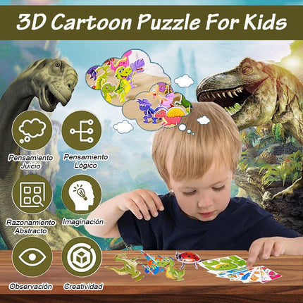3D Puzzles for Kids, Animal Puzzle Set with Dinosaur and Airplane Designs, Mini Cardboard Puzzle – image 6