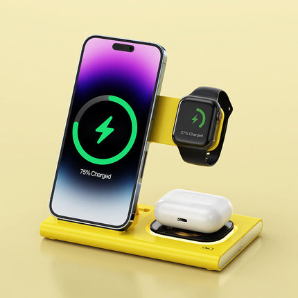 Wireless Charger Station with Smart LED Indicator and Fast Charging, Dock for Phone, Watch and Earbuds, 7 Colours