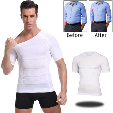 Compression Undershirt for Men, Seamless Slimming Base Layer in Breathable Stretch Fabric, Sizes M to 2XL