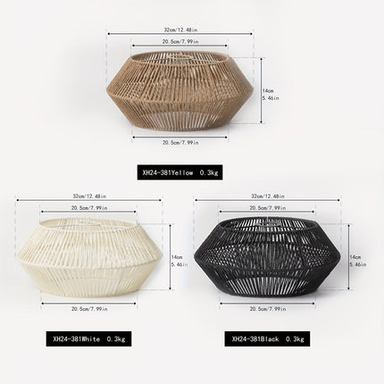 Handwoven Paper Rope Pendant Light Shade with Geometric Design | Organic Texture for Modern Interiors
