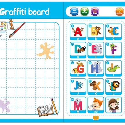 Kids Interactive Learning Book with Sounds, Alphabet, Number and Shape Activity Book with Erasable Write and Wipe Pages for Preschool