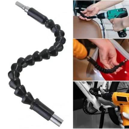 Drill Bit Extension Attachment with 360 Degree Rotation and Screwdriver Bit Set, Flexible Shaft for Cabinet Backs and Tight Spaces