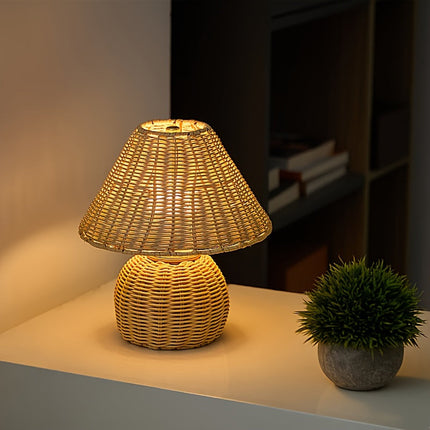 Bamboo Woven Desk Lamp with Handcrafted Shade | USB-Powered Ambient Light for Relaxing Spaces