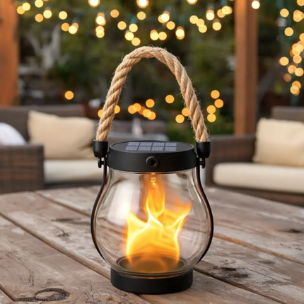 Solar Lantern with Flickering Flame Effect | Outdoor Hanging Light for Cozy Garden Ambiance