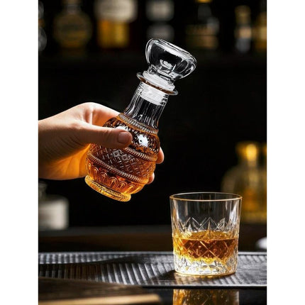 Whiskey Decanter with Glass Stopper, Vintage Glass Decanter for Bourbon