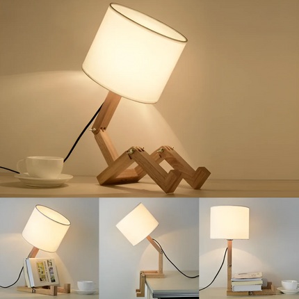 Adjustable Wooden Table Lamp with Flexible Joints | Handcrafted Soft Light for Cozy Interiors