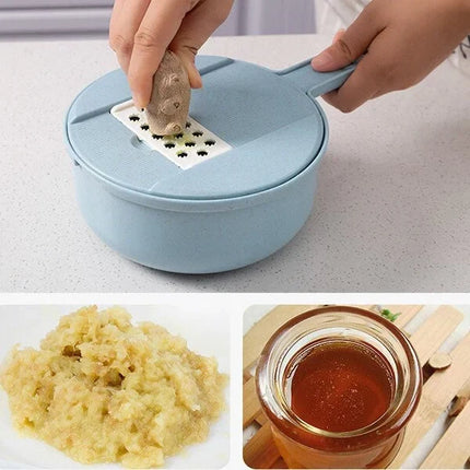 Multi Blade Vegetable Cutter with 8 Blades, All-in-One Kitchen Slicing Tool for Fast Meal Prep, Blue or Pink