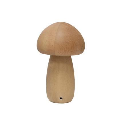 Scandinavian Portobello Mushroom Lamp with Adjustable Soft Light | Rechargeable Natural Wood Night Light for Home Serenity