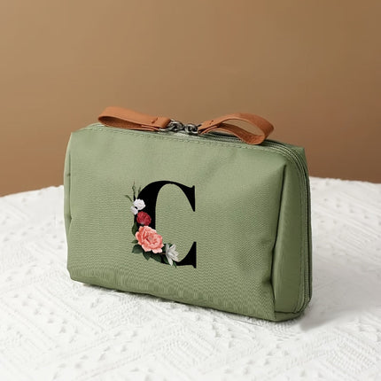 Elegant Makeup Bag Travel Organizer with Letter Design | Chic Cosmetic Case for Beauty Essentials