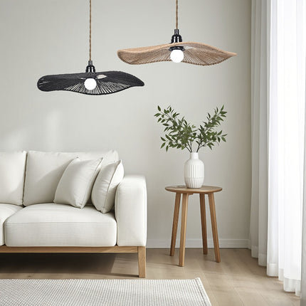 Handwoven Paper Rope Ceiling Light Shade with Wave-Inspired Design | Eco-Friendly Pendant for Modern Boho Interiors