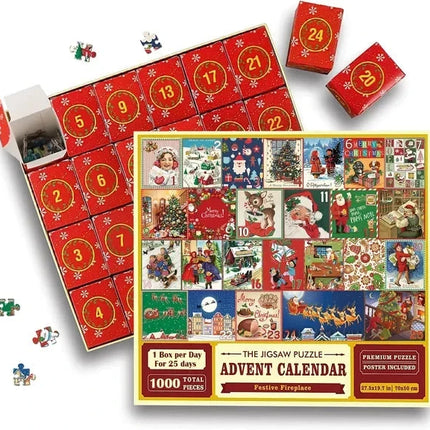 Advent Calendar Jigsaw Puzzle for Adults, Christmas Countdown 1000 Piece Puzzle, Christmas Games for Family