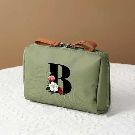 Elegant Makeup Bag Travel Organizer with Letter Design | Chic Cosmetic Case for Beauty Essentials