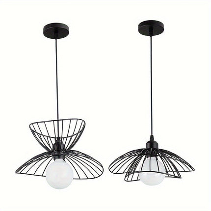 Retro Black Pendant Light with Adjustable Height | Industrial Chic Fixture for Warm Ambient Lighting
