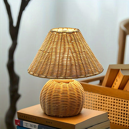 Bamboo Woven Desk Lamp with Handcrafted Shade | USB-Powered Ambient Light for Relaxing Spaces