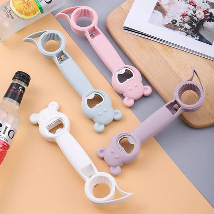 4 in 1 Kitchen Opener Tool, Jar, Can and Bottle Opener with Ergonomic Grip, 4 Colors, Easy Open for Stubborn Lids