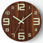 Wall Clocks for Living Room, Silent Roman Numeral Clock with Wooden Face, 12 Inch Glow in the Dark Kitchen Wall Clock_02