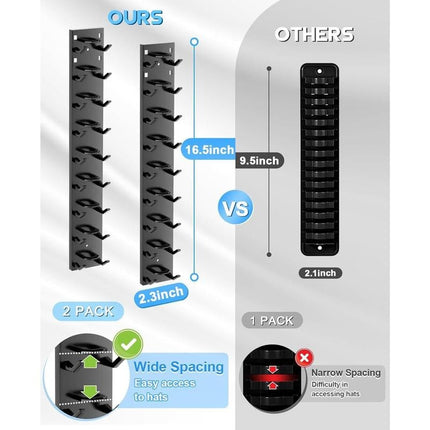 Wall Mounted Hat Rack 2 Pack, Hat Holder for Wall and Closet – image 5