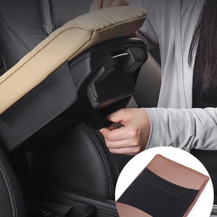 Car Armrest Cushion with Soft Memory Foam and Leather Finish, Center Console Cover Pad, Fits Most Vehicles, 4 Colors