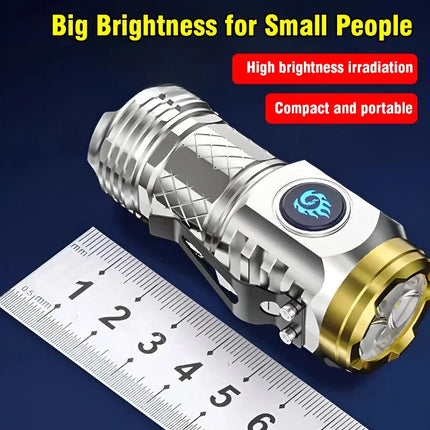 Mini Flashlight, Compact LED Flashlight with Clip and SOS Mode